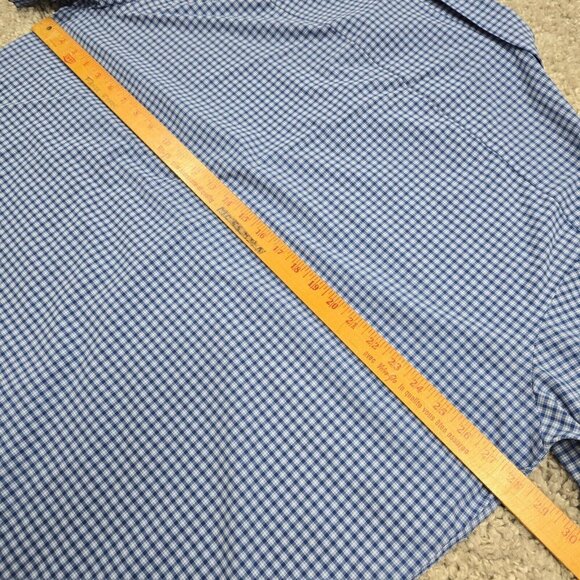 Peter Millar Men Shirt 2XL Blue Plaid Featherweight Button Front Short Sleeve - Picture 9 of 11